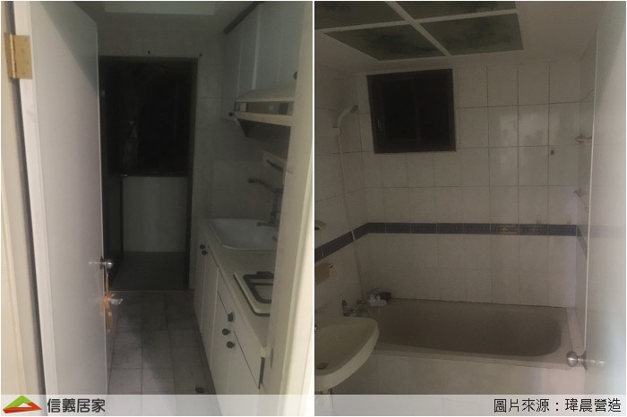 廚房狹小冰箱無法放在廚房內，浴室空間也不大，三件式衛浴僅能滿足最低需求。
