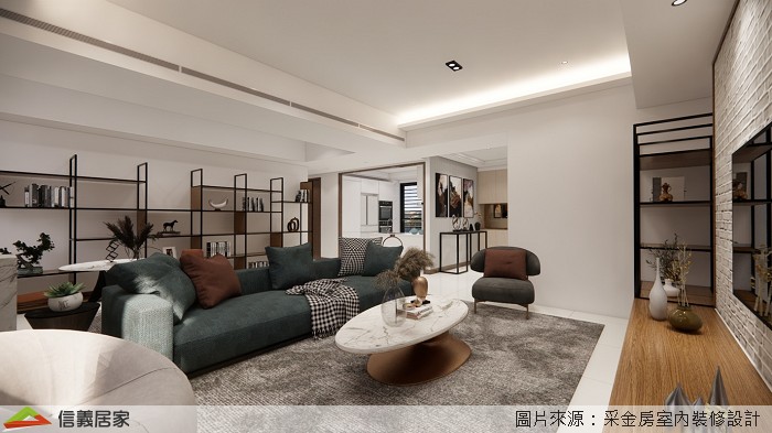 整體公共場域採用開放式設計，由客廳為中心點，合併擴大練琴範圍，讓視野不受限，陽光從落地窗透入室內每個角落，無論是獨練或團練都能享受音符圍繞的感動，讓心境更為安定舒適。