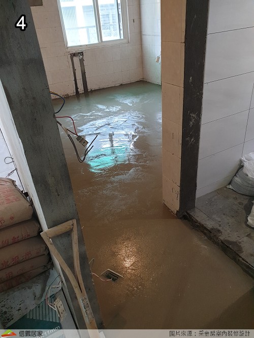 步驟4／整個地坪打底整平完成，等１～２天水泥完全乾！