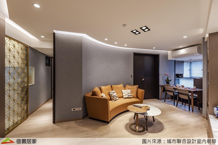 咖啡色客廳室內裝潢設計，包括沙發、茶几裝潢圖片