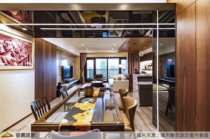 咖啡色餐廳室內裝潢設計，包括餐桌、餐椅裝潢圖片